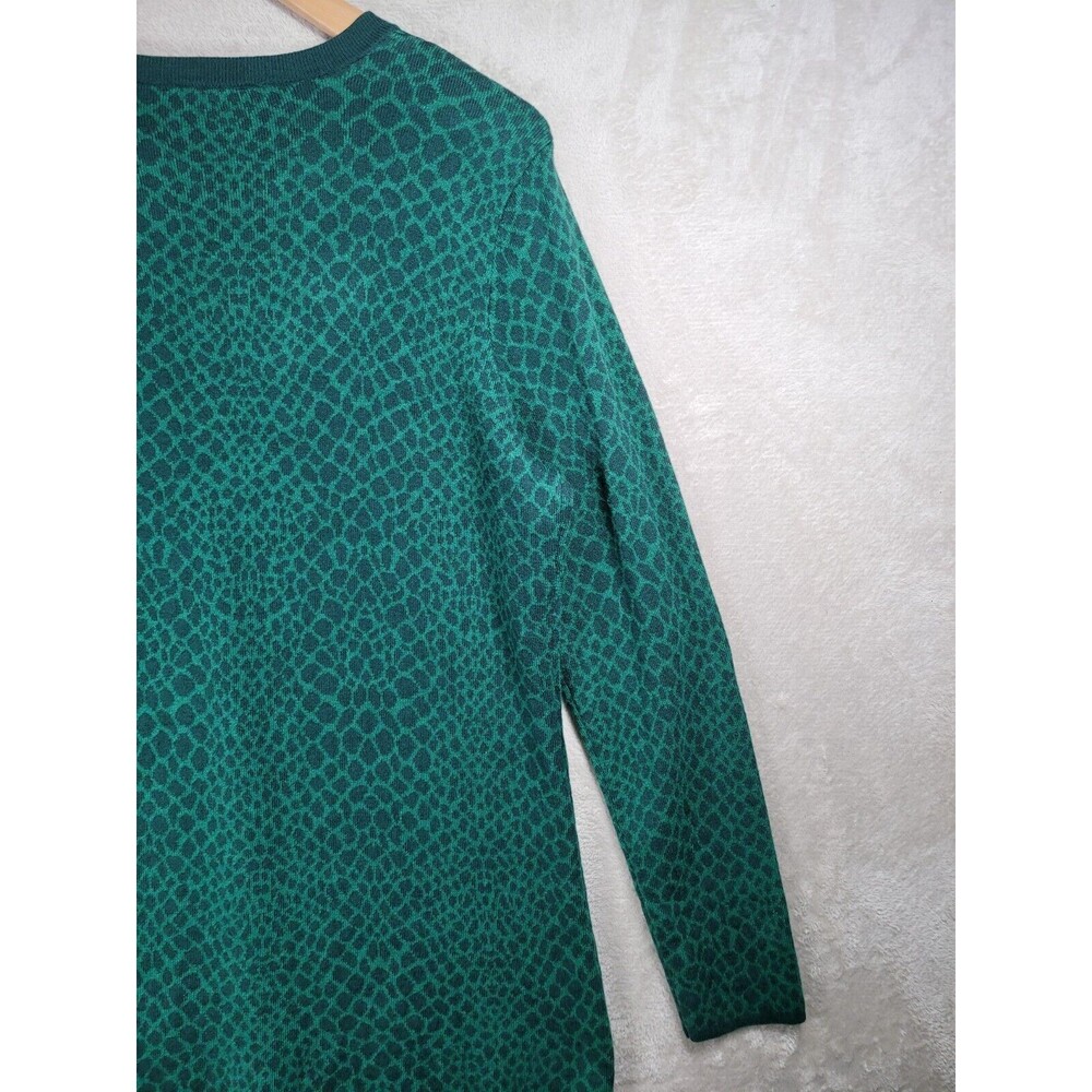 Isaac Mizrahi Live Cardigan Sweater Womens M Green Long Sleeve Animal Print - Picture 14 of 16